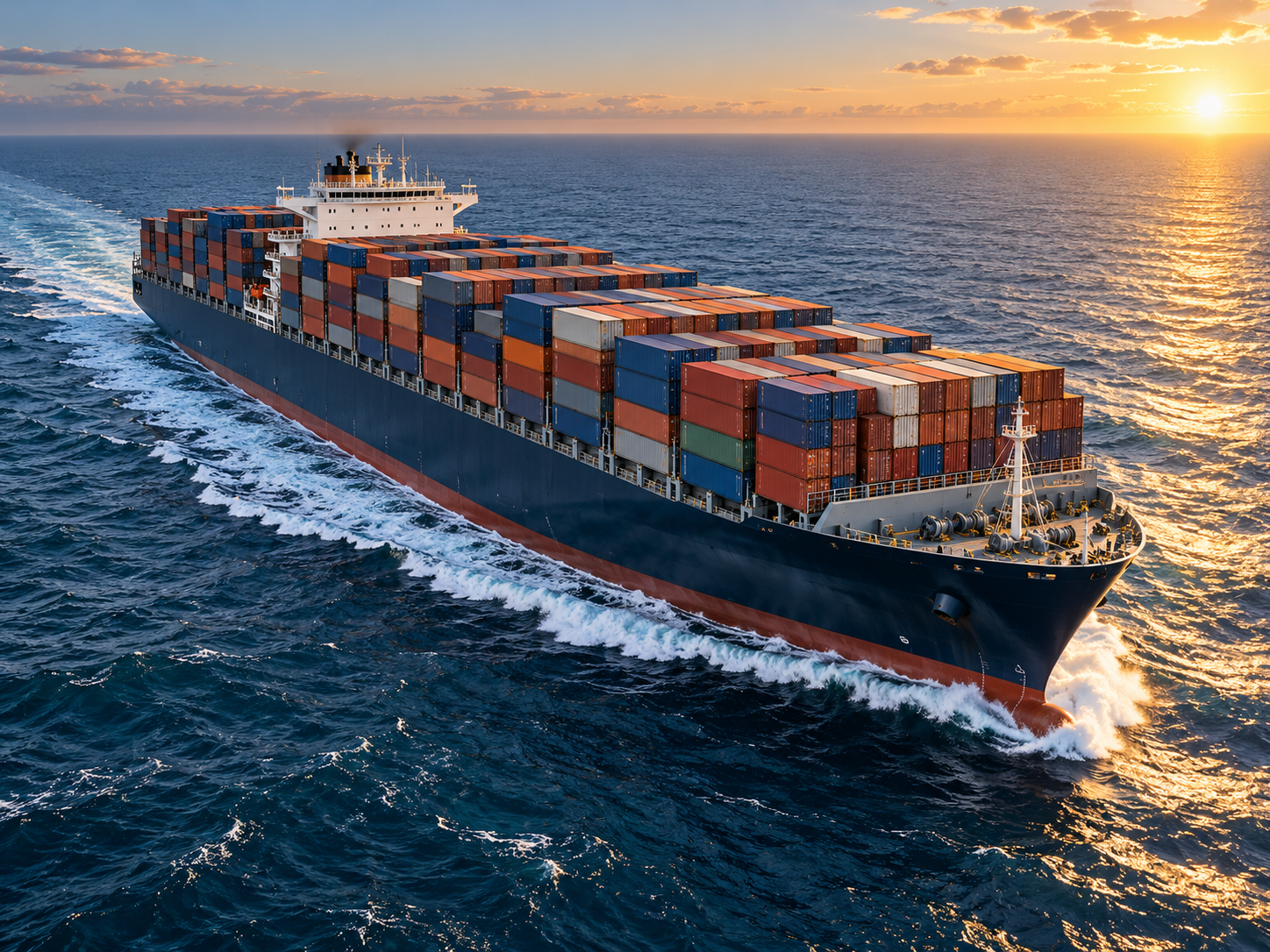 Illustrative container vessel at sea
