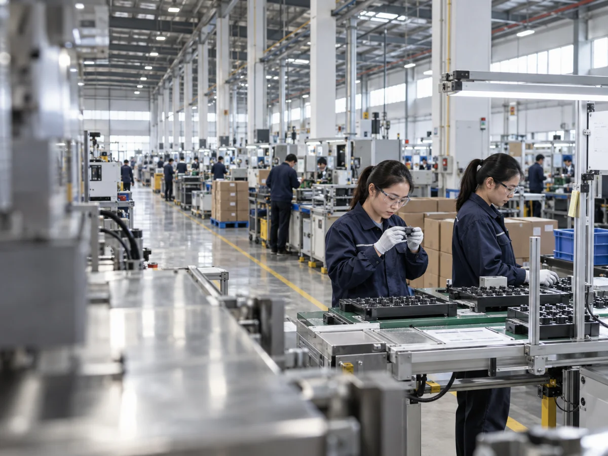 Illustrative quality inspection on a manufacturing floor in China
